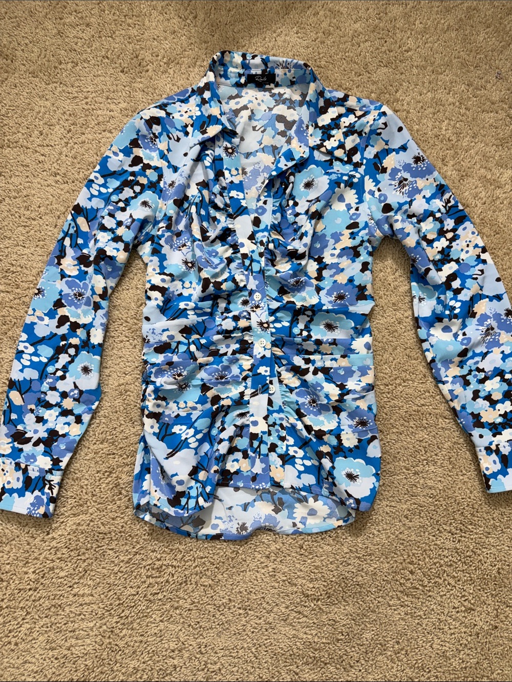 Rails Long Sleeve Floral Blouse w/ Ruching